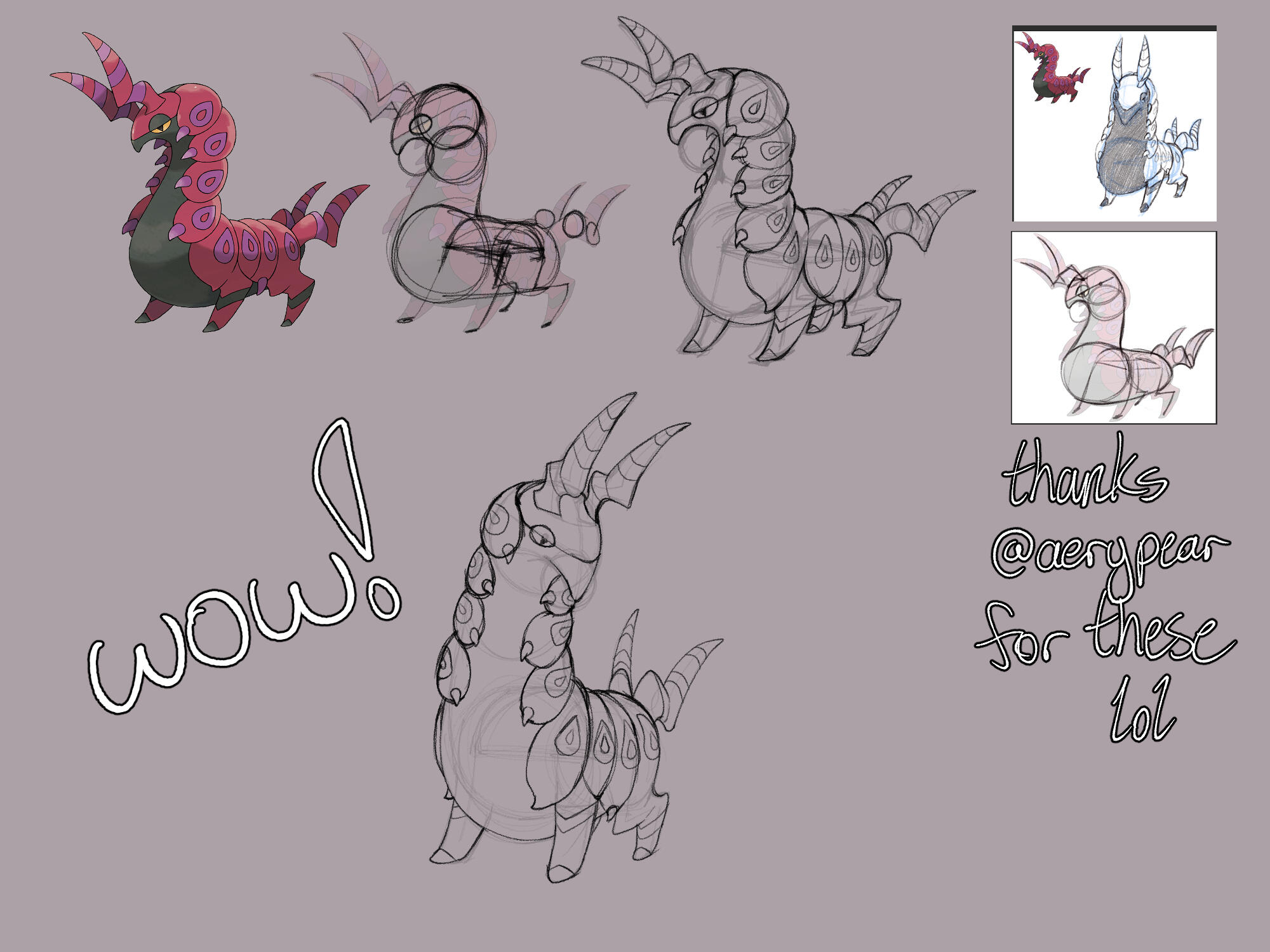 learning to draw Scolipede (Pokemon)